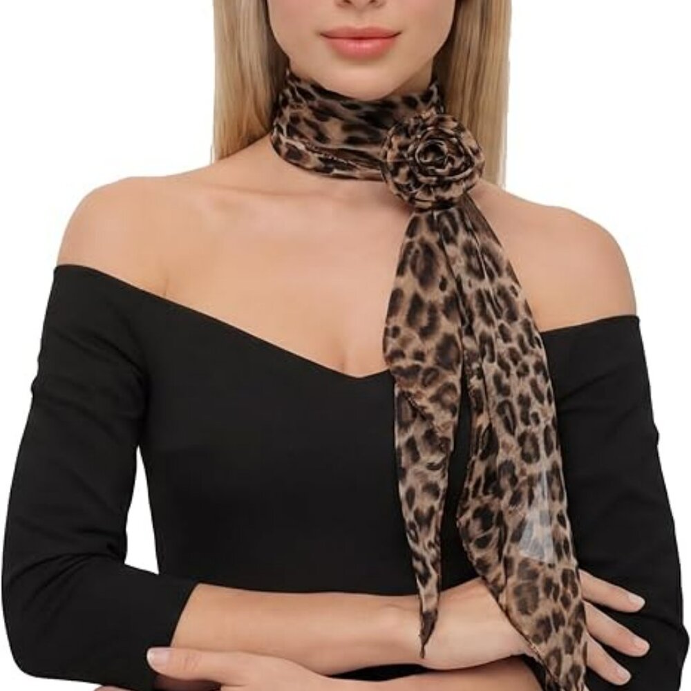 Women Removable Flower Neck Scarf Soft‎ Fashion Rose Scarf Statement Headband